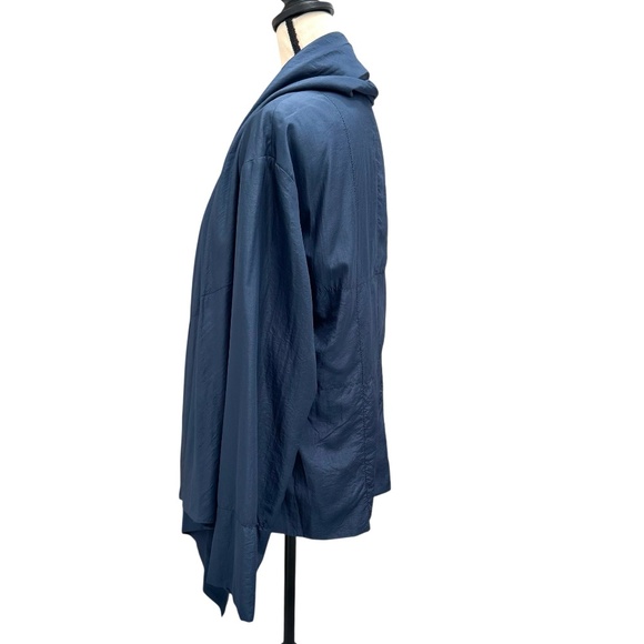 PURE DKNY BLUE SILK WATERFALL FRONT OPEN JACKET COAT - Picture 8 of 13